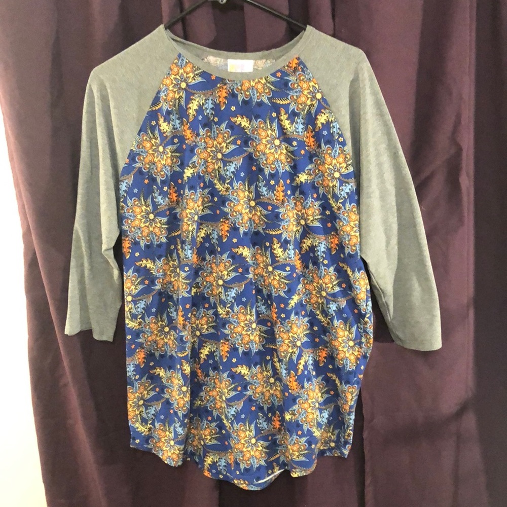 LuLaRoe XL Randy. Blue/orange/yellow paisley
